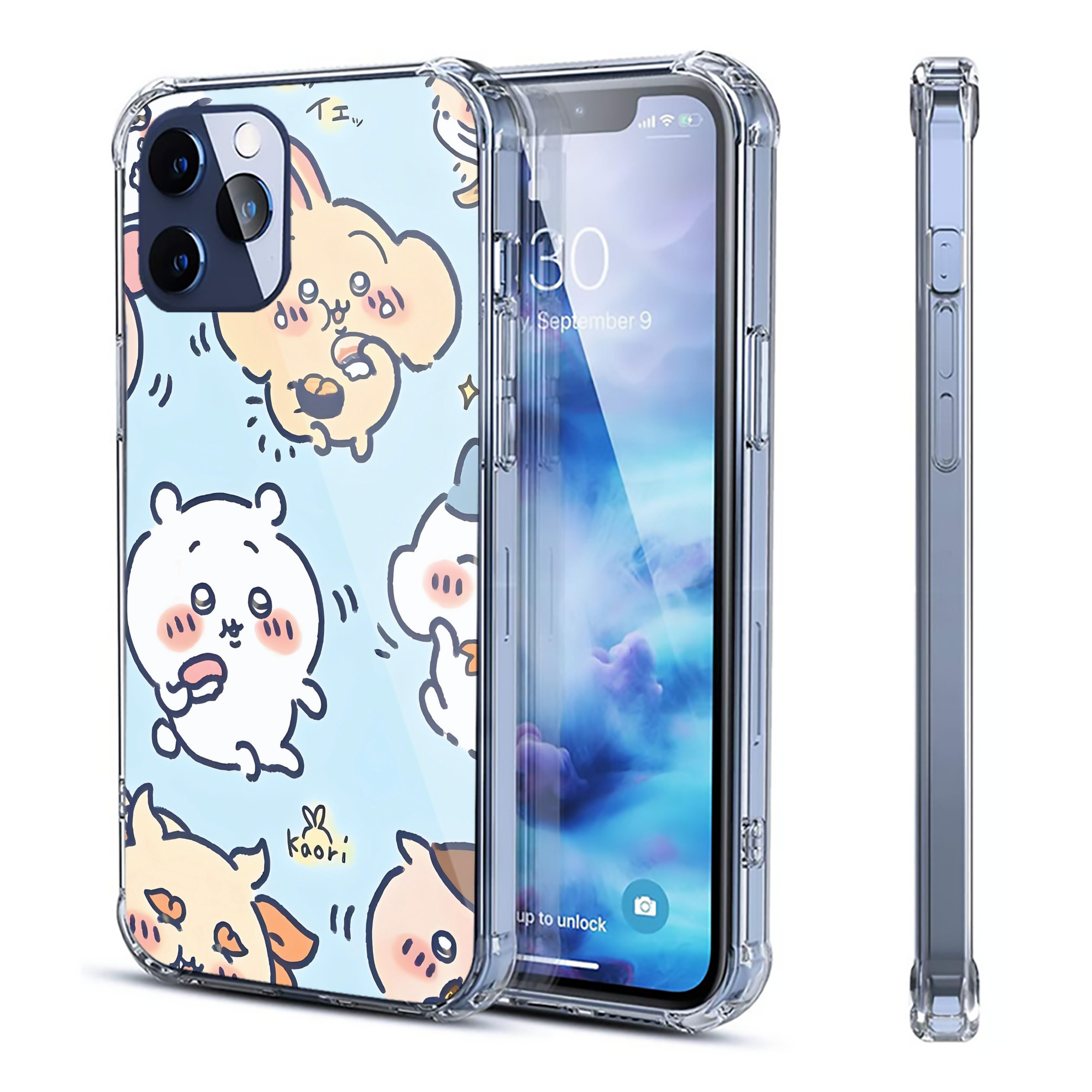 （画像用） ちいかわ Chii-kawa 【iPhone 12シリーズ対応】透明スマホケース（クリアソフトケース）